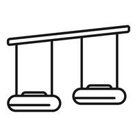Empty double swing set hanging and waiting in playground vector
