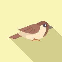 Cute sparrow standing on branch with long shadow vector