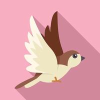 Cute sparrow bird flying with open wings vector