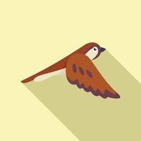 Sparrow flying with spread wings minimalist illustration vector
