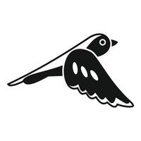 Black bird flying with open wings icon vector