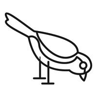 Little bird pecking the ground line icon, simple style vector