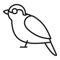 Small bird standing side view minimalist line art icon vector
