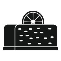 Orange cake with citrus slice topping simple black style icon vector