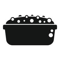 Black basin full of soapy water with bubbles for laundering and washing vector