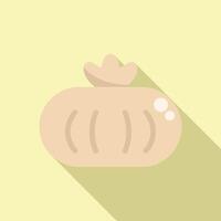 Freshly baked loaf of bread with a golden crust on a yellow background vector