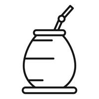 Calabash with bombilla for drinking yerba mate vector