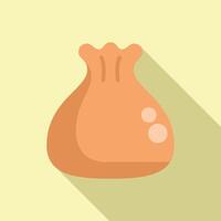 Steamed baozi bun on yellow background with shadow vector