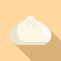 Steamed baozi bun on a plate casting a long shadow vector
