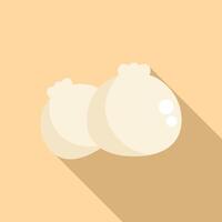 Two white meat buns casting long shadow on yellow background vector