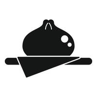 Steamed bun lying on a napkin icon, simple style vector