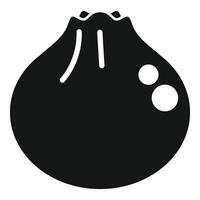 Black glyph style icon of a single khinkali dumpling vector