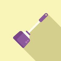 Purple toilet plunger lying on yellow background with long shadow vector