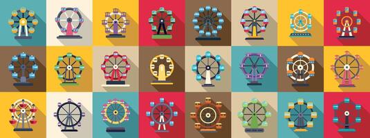 Ferris wheel icons set. Ferris wheel icons set in flat style for any design vector