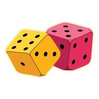 image of two vividly colored dice, yellow and pink, isolated on a white background vector
