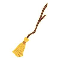 Whimsical illustration of a classic witch's broomstick with a wooden handle vector