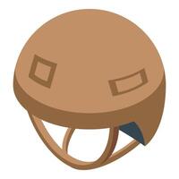 Brown military helmet with protective visor isometric view vector