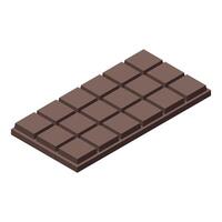 Dark chocolate bar with square cubes in isometric view vector
