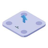 Modern bathroom scale is displaying an upward arrow indicating weight gain vector