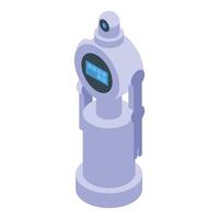 White modern robot standing with digital interface on chest isometric view vector