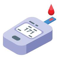 Digital glucometer displaying blood glucose level with blood drop icon diabetes management and monitoring concept vector