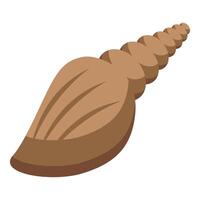 Brown spiral seashell lying in the sand representing summer vacation vector