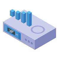 Digital router isometric icon showing growing signal strength vector