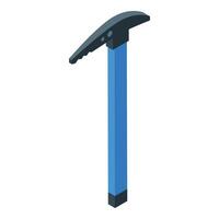 Blue ice ax standing upright for mountain climbing and hiking safety vector