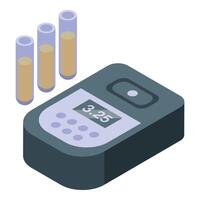 Digital ph meter showing ph value of a liquid solution using test tubes vector