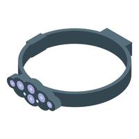 Elastic headlamp with multiple light bulbs for outdoor activities vector