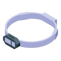Elastic headlamp with adjustable strap for working in the dark isometric icon vector