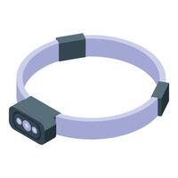 Elastic headlamp flashlight for working in the dark isometric icon vector