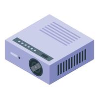 Modern digital projector displaying presentation with isometric view vector