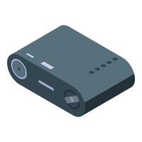 Modern digital projector showing presentation on white background vector