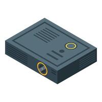 Modern digital projector lying on white background vector