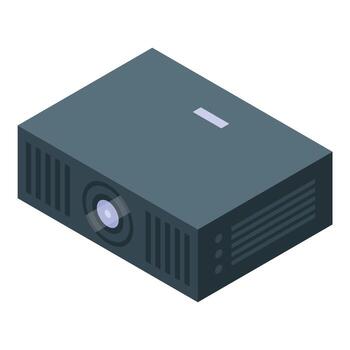 Modern digital projector displaying bright and colorful image in isometric view vector