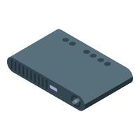 Modern digital projector lying on white background vector