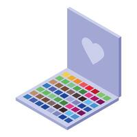 Eyeshadow palette with colorful little squares is being opened for makeup application vector