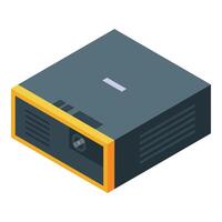 Modern digital projector displaying presentation on white background vector