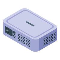 Modern projector displaying business presentation on white background vector