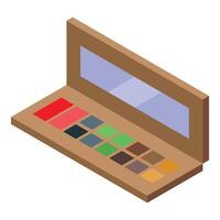 Eyeshadow palette with mirror showing colorful makeup for beauty routine vector