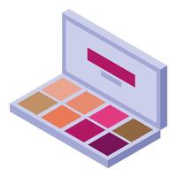 Eyeshadow palette showing colorful makeup for applying cosmetic vector