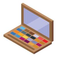 Eyeshadow palette with mirror offering multiple colors for applying makeup vector
