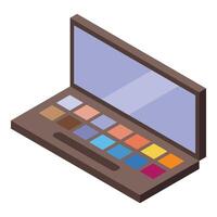 Eyeshadow palette isometric showing colorful makeup for applying cosmetics vector
