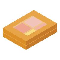 Closed eyeshadow palette with various colors is lying on the surface vector