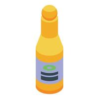 Yellow bottle of mustard or honey mustard is standing up with a blank label for your design vector