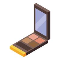 Eyeshadow palette with mirror is standing open showing cosmetic product for applying makeup vector