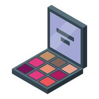 Makeup palette showing colorful eye shadow for applying makeup vector