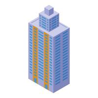 Isometric building, a modern office tower with blue windows vector