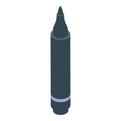 Black felt tip marker pen standing up isometric view